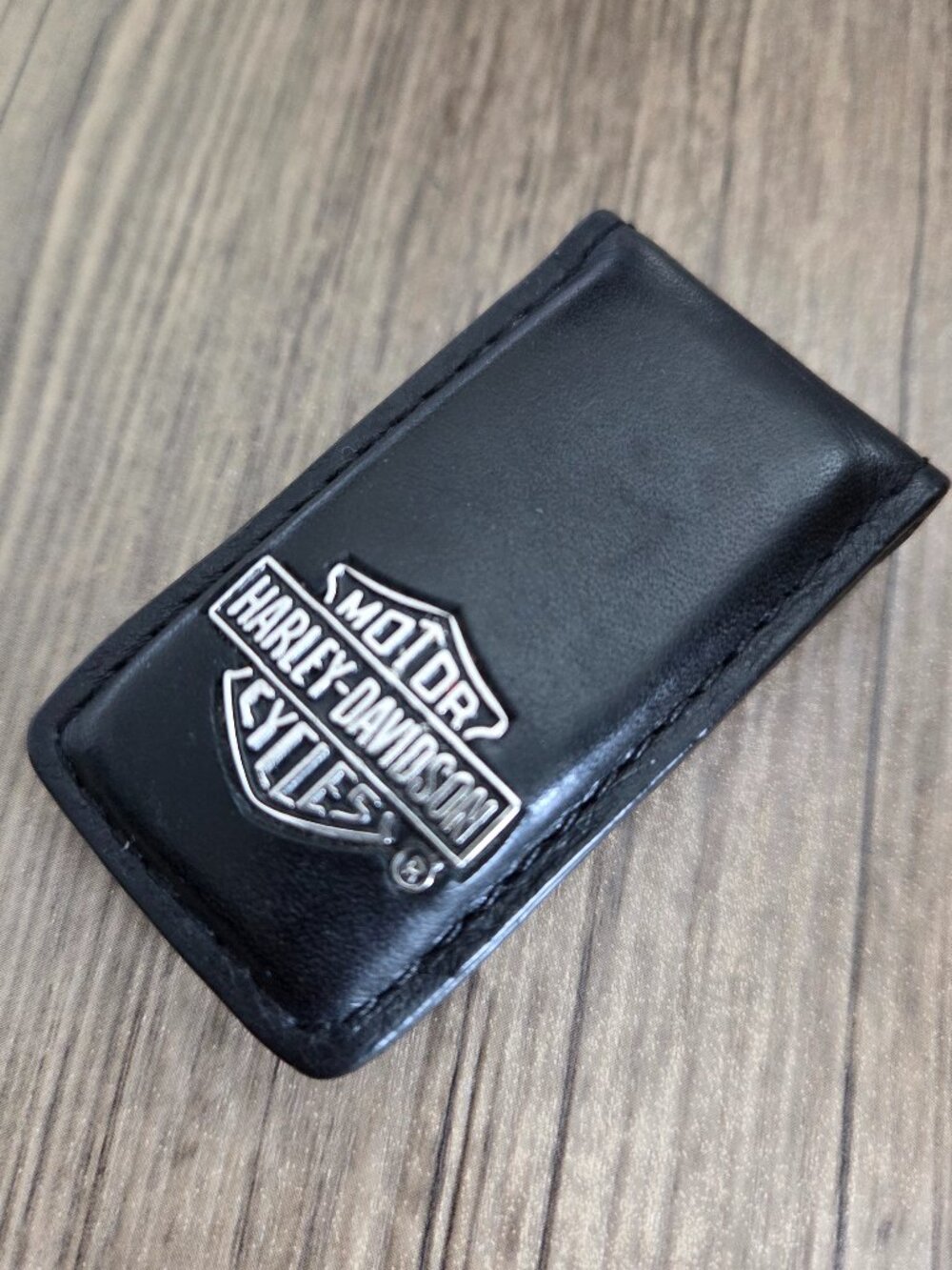 Harley Davidson Black Leather Magnetic Money Clip